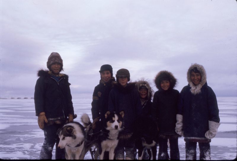 Paulatuk kids on nearby lake ice (Nov '73)0.jpg