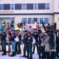 Cub Pack in Front of the Mackenzie Hotel