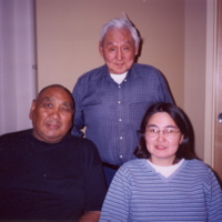 D. Marie Jacobson with Elias Aviugana(standing) and Alex Elanik at the Inuvik Elder Program, May 19, 2005.jpg